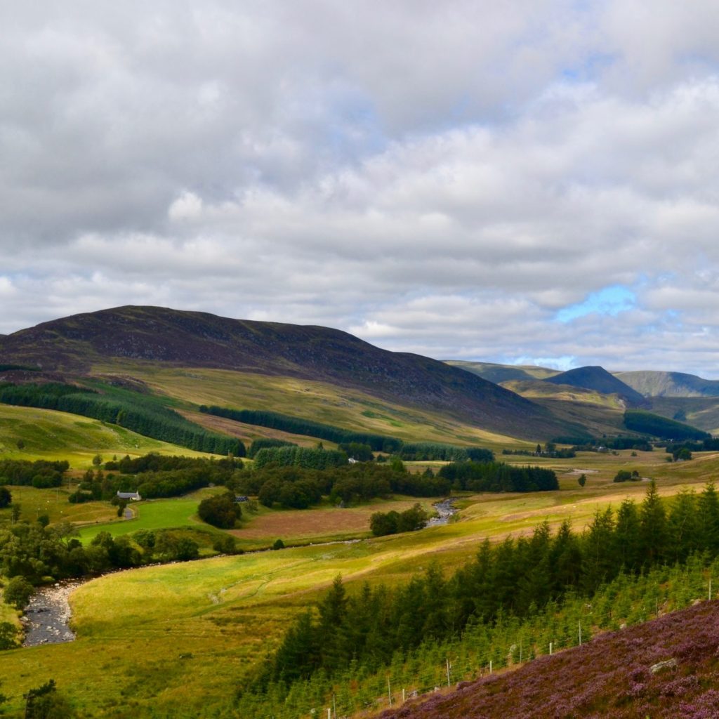 This route along quiet backroads will take you to one of Scotland's most beautiful Glens and back over high moors with huge scenic views north and south.